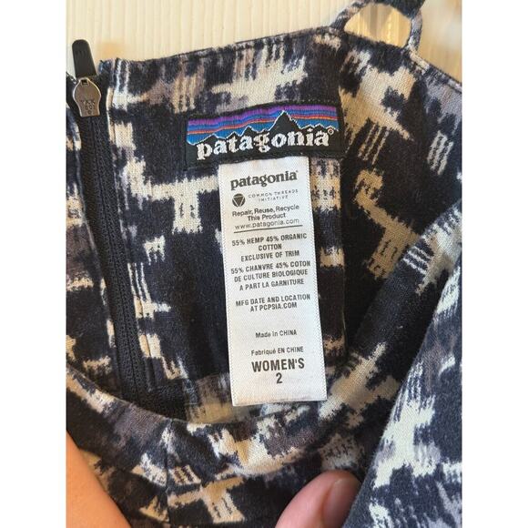 Patagonia Women’s Size 2 Hemp  Organic Cotton Zip Back Cami Tank Geo Print - Picture 2 of 4